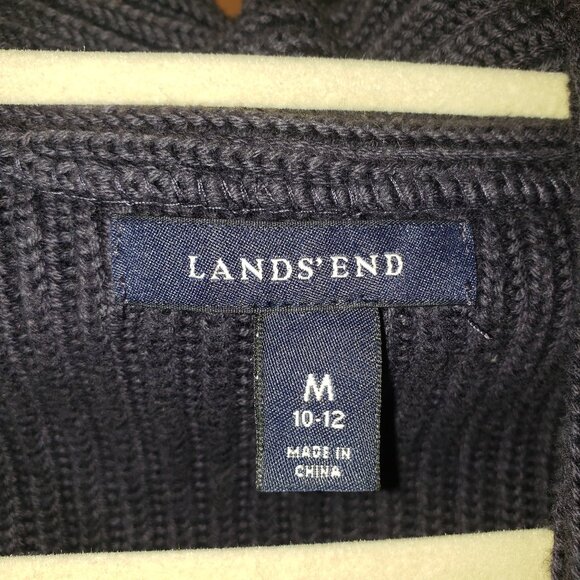 Lands End Navy Blue Ribbed Knit Cardigan - M - Picture 5 of 5